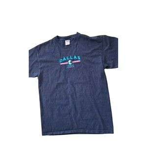 Vintage Dallas Texas Anvil Large Shirt 90's‎ Blue 100% Cotton  Pre Shrunk